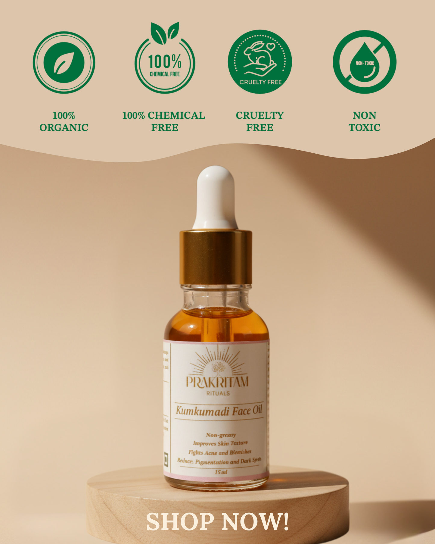 Shop Prakritam Rituals Kumkumadi Face Oil β authentic, chemical-free and ritual-based Ayurvedic skincare