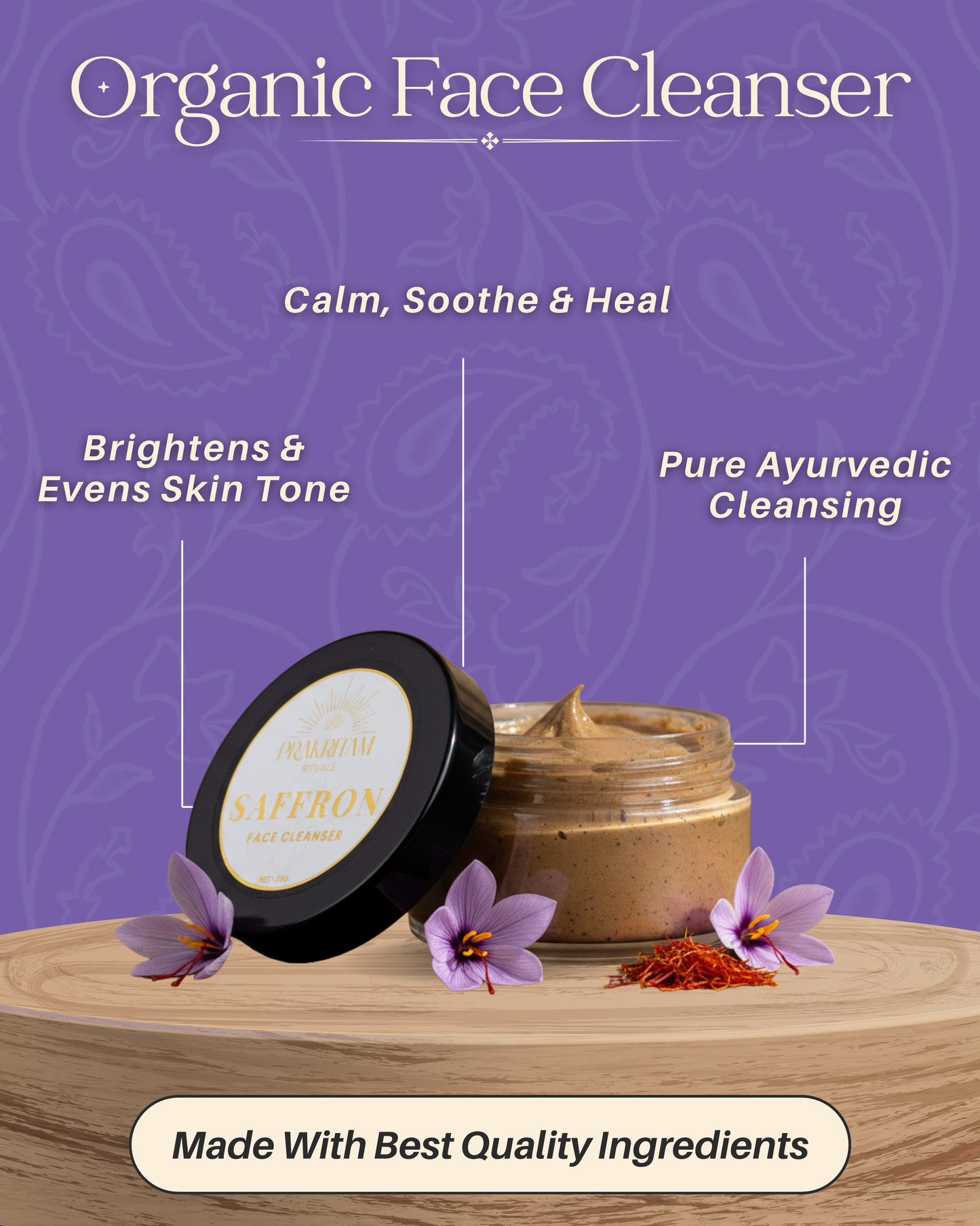 Benefits of using Prakritam Rituals Saffron Face Cleanser for clean, balanced and glowing skin