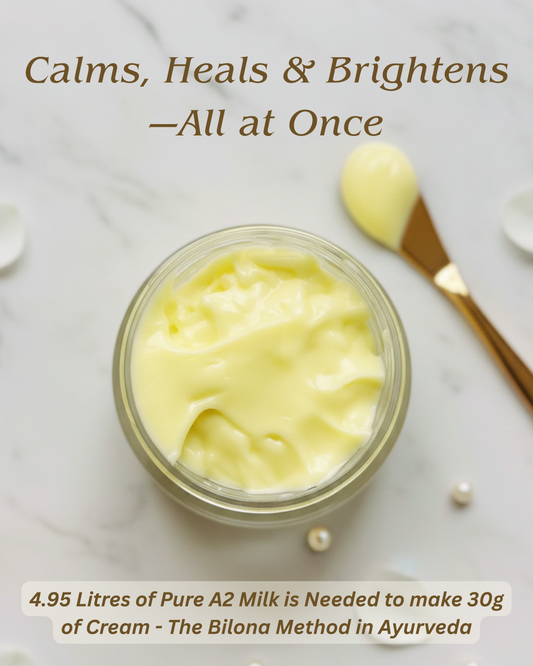 Texture of Prakritam Rituals Saffron Face Cream showing rich yet lightweight Ayurvedic formulation