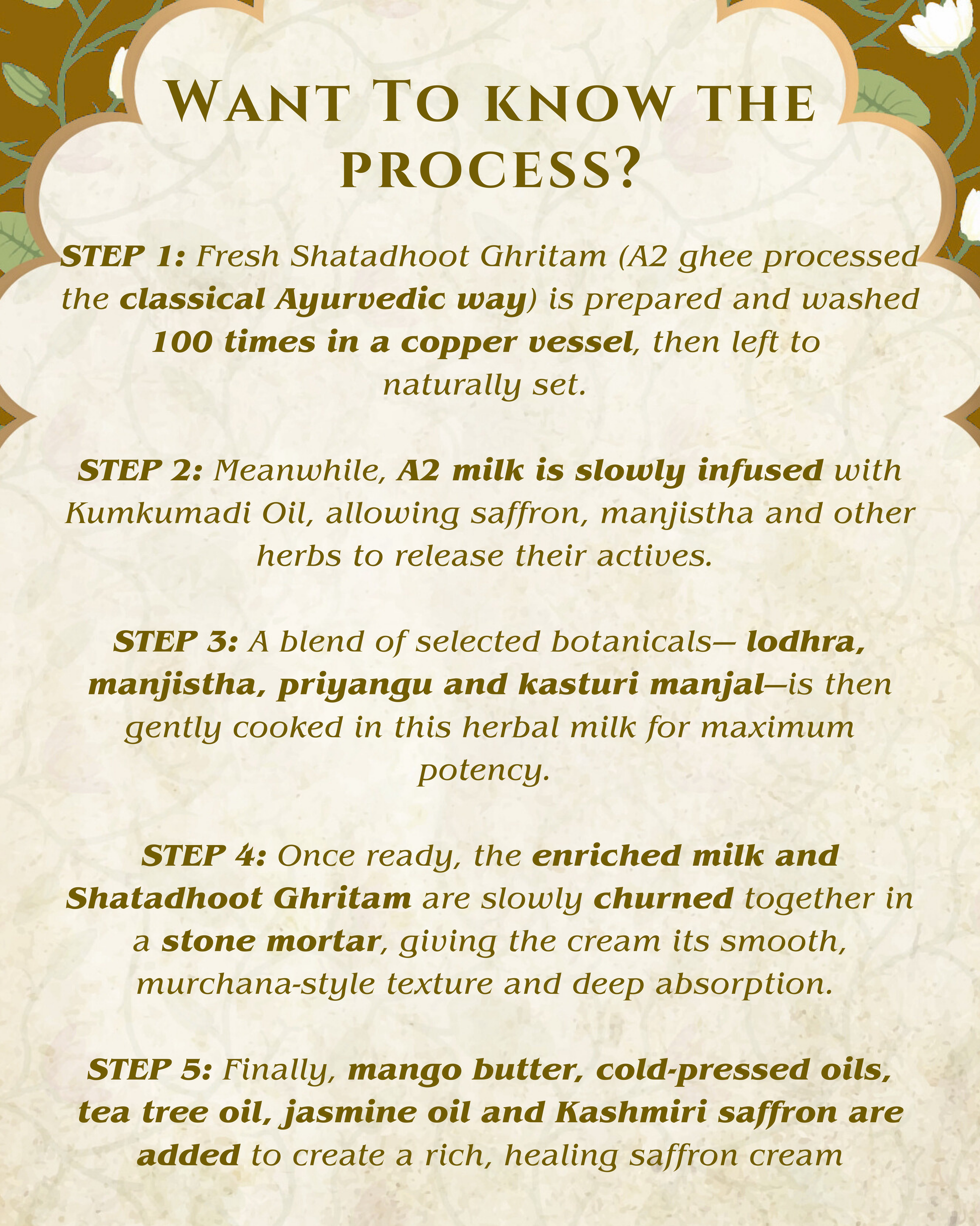 Ayurvedic process of making Prakritam Rituals Saffron Face Cream using traditional methods and natural ingredients