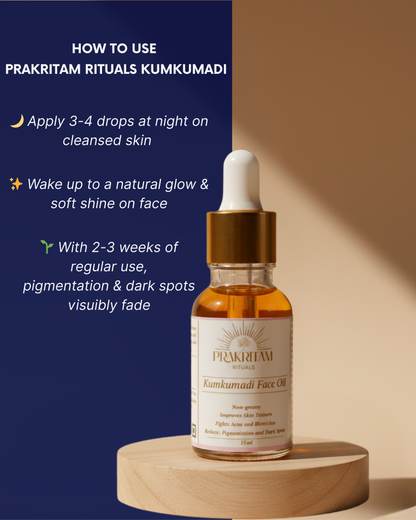 How to apply Prakritam Rituals Kumkumadi Face Oil as a night-time Ayurvedic skincare ritual