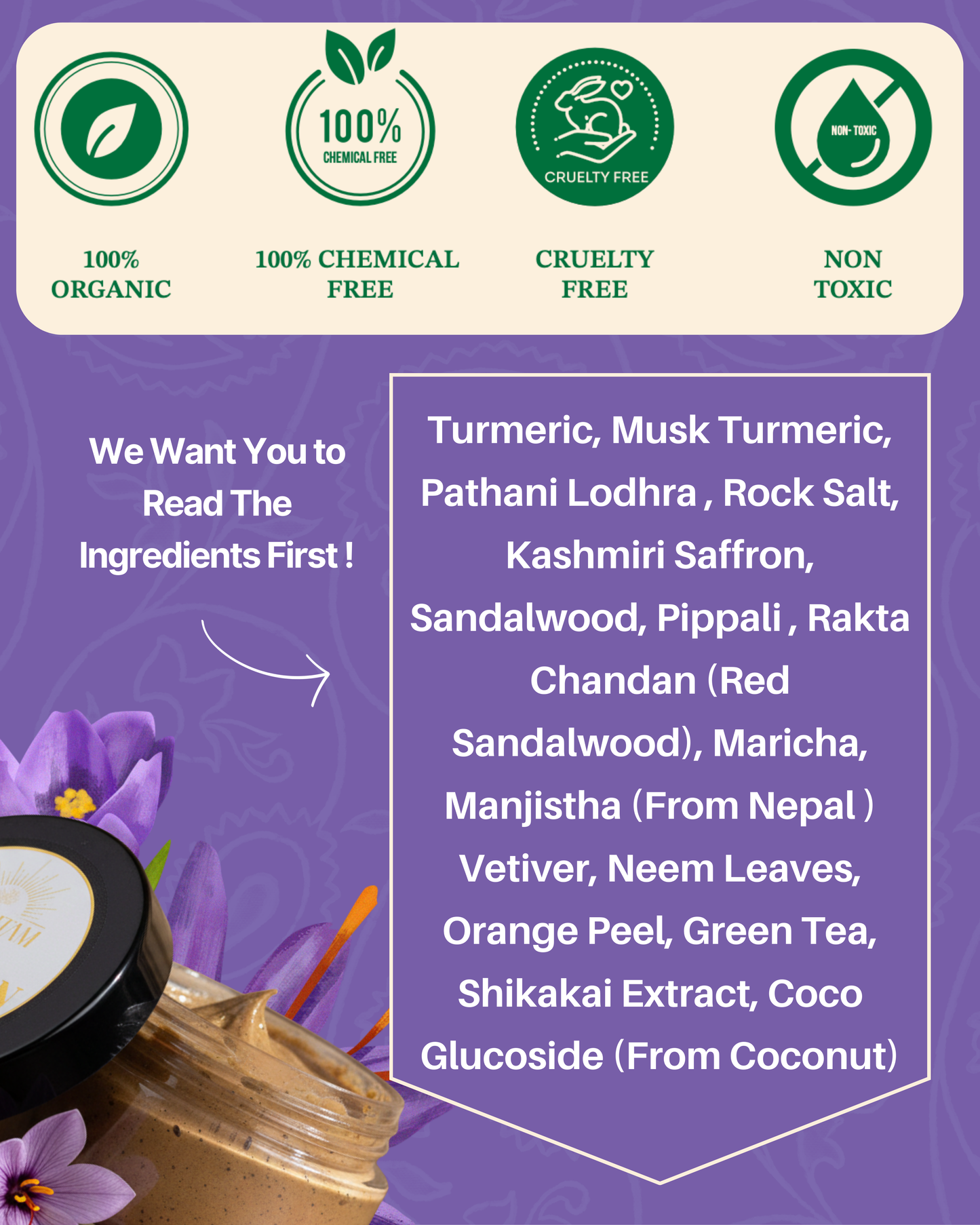 Complete ingredient list of Prakritam Rituals Saffron Face Cleanser – encouraging conscious skincare choices