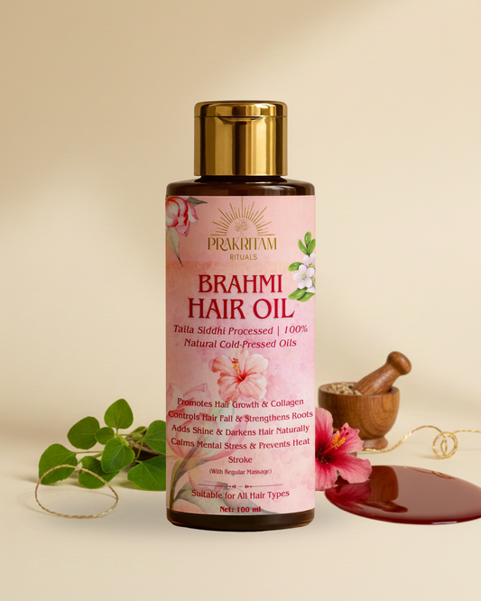 Prakritam Rituals Brahmi Hair Oil – Ayurvedic hair oil for hair growth, scalp nourishment and stress relief