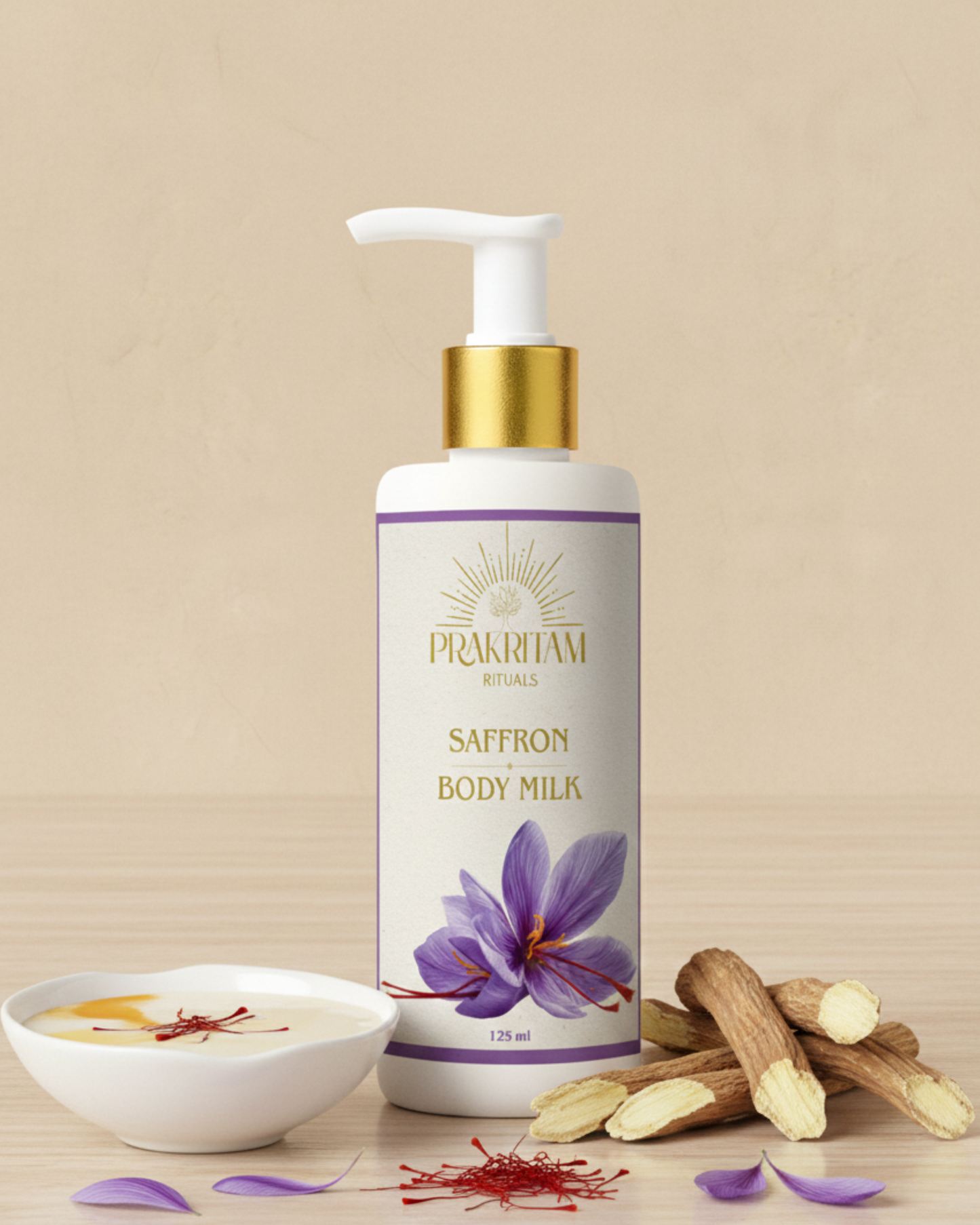 Prakritam Rituals Saffron Body Milk - Ayurvedic body moisturiser for deep nourishment and natural glow