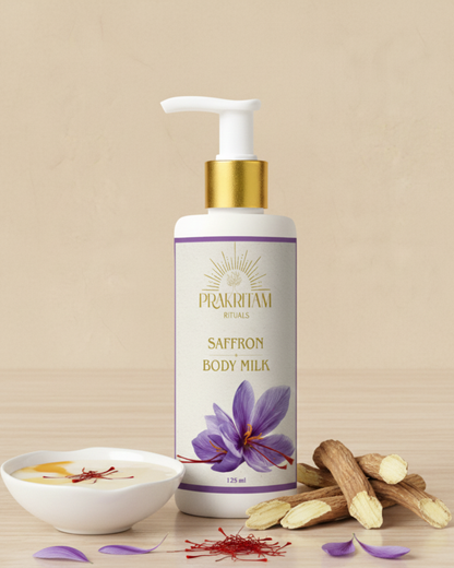 Prakritam Rituals Saffron Body Milk - Ayurvedic body moisturiser for deep nourishment and natural glow